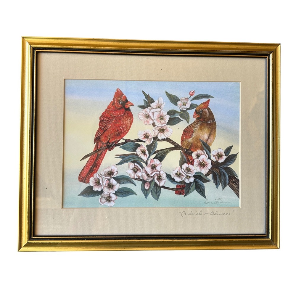 Doris Anderson Cardinals in Blossoms Signed Limited Edition Print 6/25 Framed